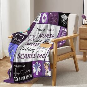 Nurse Mom Throw Blanket Nothing Scares Me Flannel Blanket for Women Funny Fleece Blanket Nurse Mom Throw Blanket Nothing Scares Me Flannel Blanket for Women Funny Fleece Blanket
