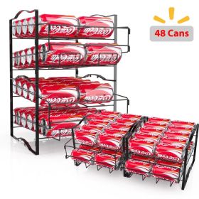 4 Tiers Can Organizer Rack, 48 Cans Soda Can Dispenser Organizer for Refrigerator, Set of 2 Stackable Beverage Dispenser Rack 4 Tiers Can Organizer Rack, 48 Cans Soda Can Dispenser Organizer for Refrigerator, Set of 2 Stackable Beverage Dispenser Rack